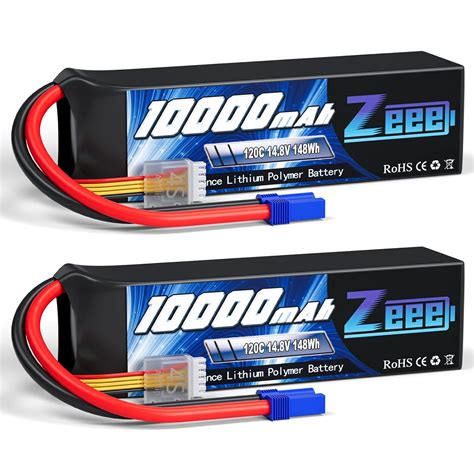 Zeee 4S Lipo Battery 10000mAh 14.8V 120C with EC5 Connector Soft Case ...