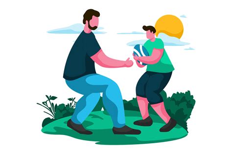 Father and Son Playing Catch Ball in the Graphic by Twiri · Creative Fabrica