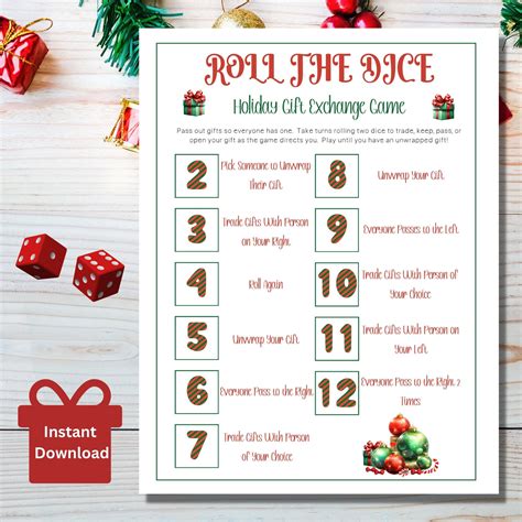 Christmas gift exchange dice game roll the dice holiday gift exchange ...