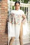 Buy White Embroidered Handwoven Floral Aari Work Stole by DUSALA Online ...