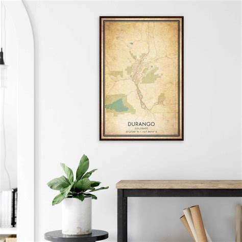 Vintage Durango Colorado Map Poster, Modern Home Decor Wall Art Print ...