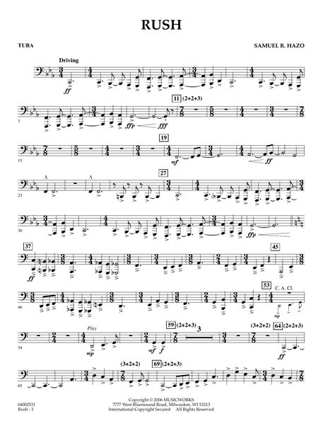 Rush - Tuba by Samuel R. Hazo Sheet Music for Concert Band at Sheet ...