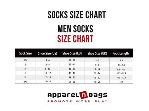 Precise Socks Size Chart & Measurement Guide – ApparelnBags