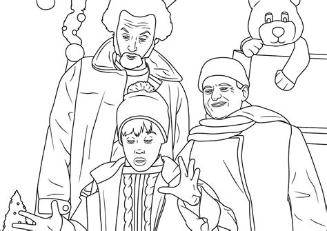 Kevin avec les cambrioleurs Harry et Marvin - Coloriages de Maman j'ai raté l'avion à imprimer