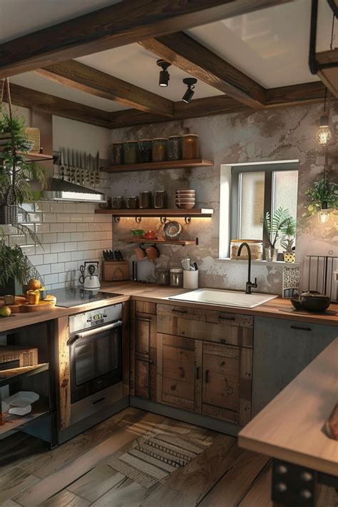 Image result for Rustic Small Kitchen