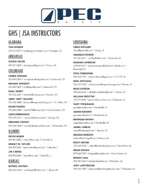 Fillable Online GHS JSA INSTRUCTORS - PEC Safety Fax Email Print ...