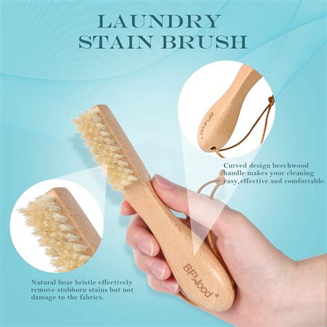 Buy BFWood Soft Boar Bristle Laundry Stain Brush for Most Fabrics ...