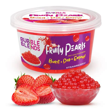 Amazon.com: Bubble Blends Strawberry Popping Boba (1lb) - Popping ...