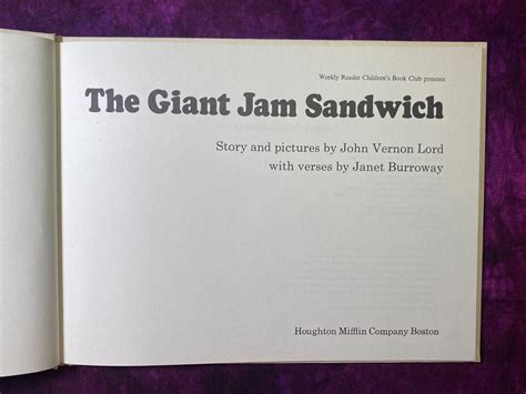 VINTAGE -The Giant Jam Sandwich by John Vernon Lord [HC,1972] | eBay