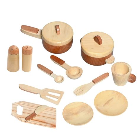 Buy Channapatna Toys Wooden Montessori Kitchen Toy Set Natural Cooking ...