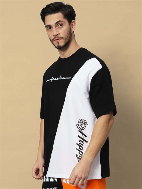 FREEDOM CONTRAST OVER-SIZED T-SHIRT BLACK WHITE | Buy Online at ...