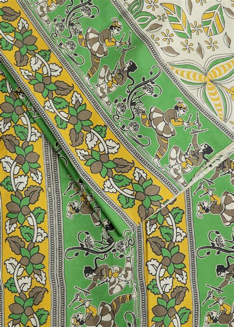 Beige Kalamkari printed cotton saree – TGSCO Handlooms