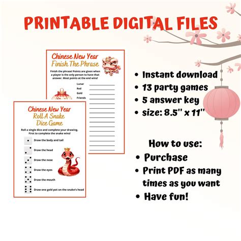 13 Chinese New Year Games Bundle New Year Printable Games CNY Games ...