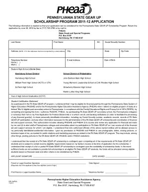 Fillable Online pheaa gear up pennsylvania apllication form Fax Email ...