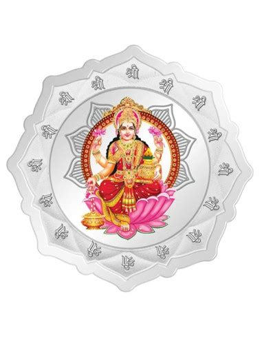 Kundan Lakshmi Ganesha Flower Shape Color Silver Coin of 20 Gram in 999 ...