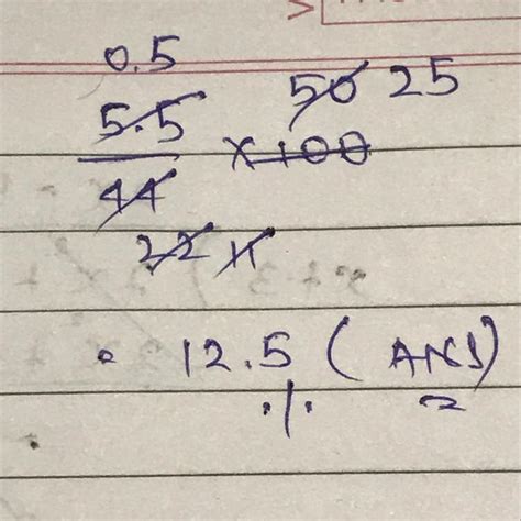 Komal made a suit of 5.5 meters cloth out of 44 meters. What percentage ...