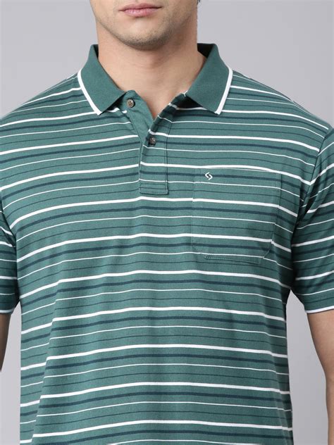 Classic Polo Men's Half Sleeve Green/White Polo Neck Authentic Fit Str