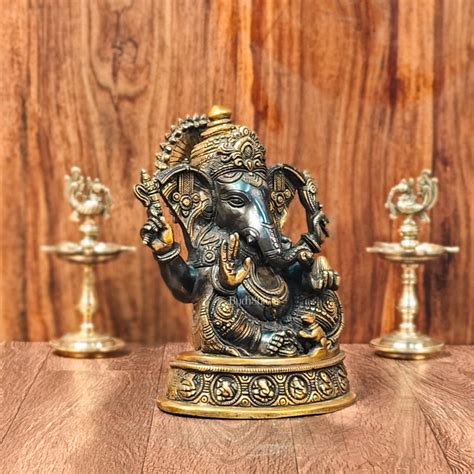 Buy Brass Superfine Ganesha Statue with Ashtavinayaka Engraved ...