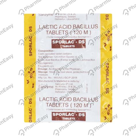 Sporlac Ds 120 M Tablet (20): Uses, Side Effects, Price & Dosage ...