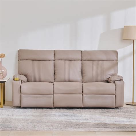 Buy Cape Town Faux Leather 3-Seater Recliner - Beige from Home Centre ...