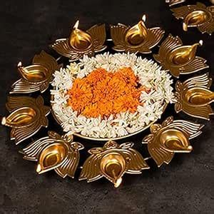 Buy KREATIVE ART’S® Lotus Diya Iron Urli Bowl Gold Large- Elegant ...