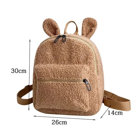 Rabbit Backpack Fluffy Plush School Bag With Bunny Ears Zipper-Open – CRAZE