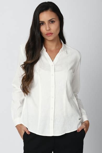 Buy Women White Textured Long Sleeves Casual Shirt Online - 681074 ...