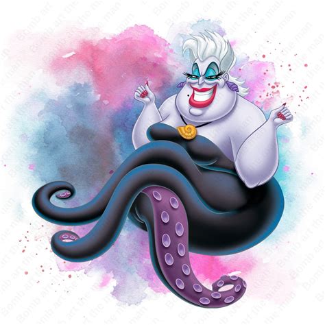 Villain Ursula Clipart, Princess Ariel Png, Sea Witch Png, Watercolor Background, Instant ...
