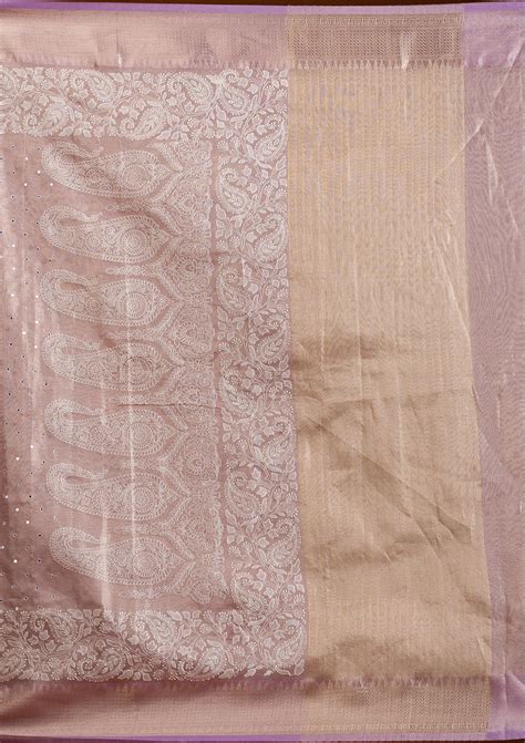 Buy Lavender Zariwork Tissue Saree - Koskii