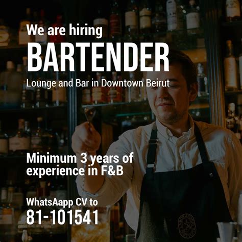 Careers and Jobs in Lebanon on LinkedIn: BARTENDER needed for a Lounge ...