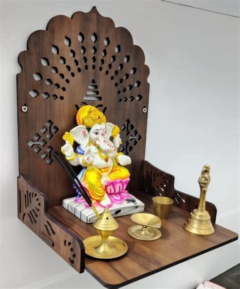 Wooden Small Temple Mandir Puja Ghar for Home and Office Wall Hanging ...