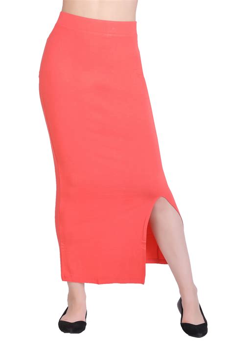 Laasa Sports | Women Solid Mid-Calf Pencil Skirt with Side Slit