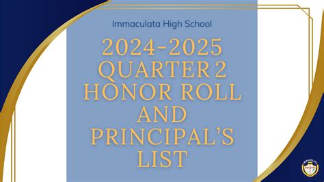 Q2 Principal's List and Honor Roll - Immaculata High School