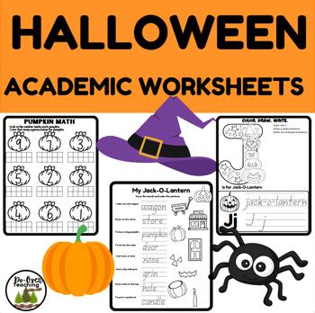 Halloween Math Addition ABC Writing Sorting Counting Worksheets No Prep