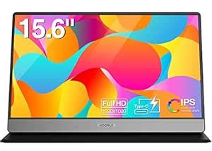 KOORUI Portable Monitor 15.6inch Laptop Monitor 1080P FHD USB C HDMI ...