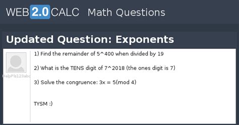 View question - Updated Question: Exponents