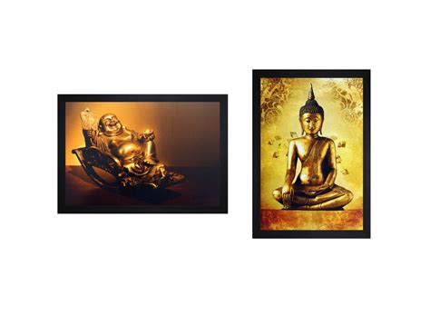 SAF 'Buddha' Textured UV Print Painting (Synthetic, 35 cm x 50 cm, Set ...