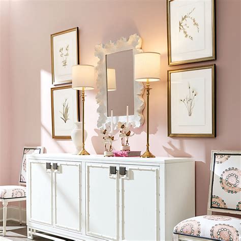 Taryn Buffet Lamp with Shade & Classic Brass Candlestick Design