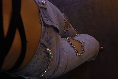 Cupid’s Charm - Rhinestone Embellished Cut Out Jeans - IceBlue – Wear ...