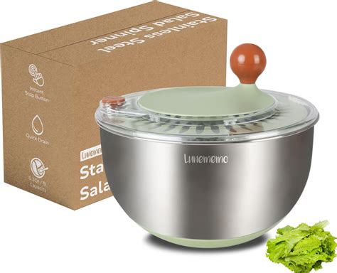 Amazon.com: Jikoni Yetu Stainless Steel Salad Spinner Large 5.28Qt ...