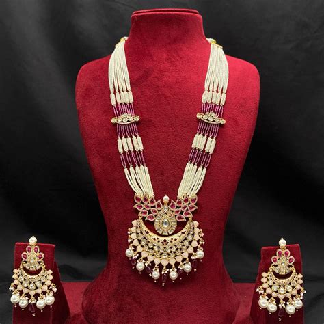 Amoliya Jewels Gold Plated Polki Kundan And Pearls Necklace Set ...