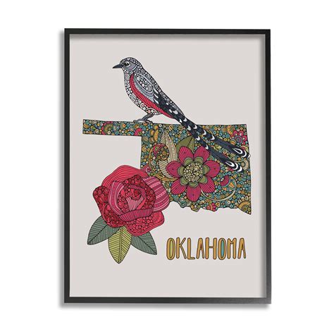 Stupell Industries Oklahoma State Bird & Flower Detailed Floral Pattern ...