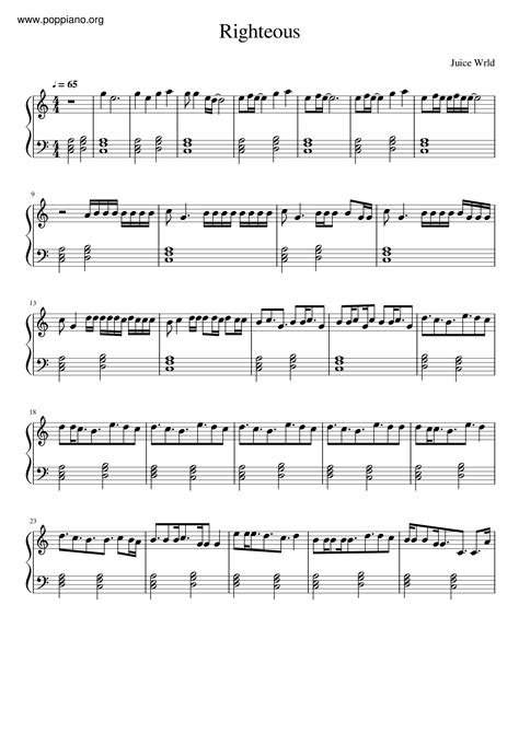 Juice WRLD-Righteous Sheet Music pdf, - Free Score Download ★