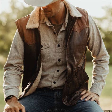 Iconic Leather Western Vest with Sherpa Collar | Buffalo Jackson