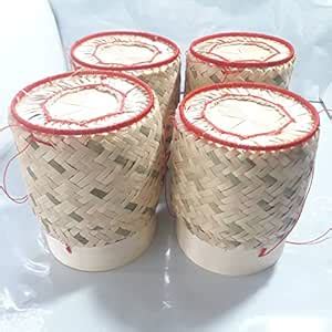 Sticky Rice Basket -Kratip Size 3 Inches (Pack of 4) Thailand Handmade ...