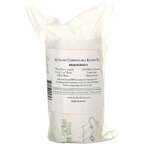 Компостируемые кухонные мешки для мусора на 13 галлонов, 13 Gallon ...
