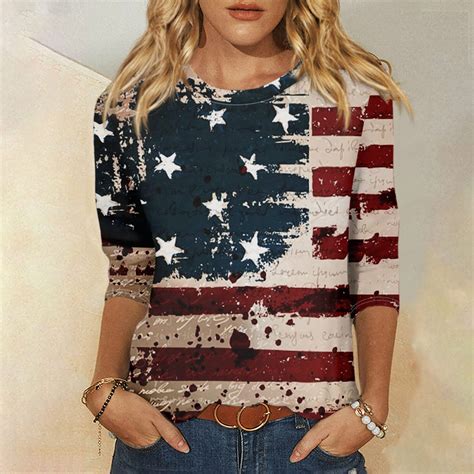 CHMORA Independence Day Shirts for Women,Red White and Blue Shirts for ...