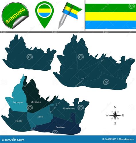 Map of Bandung, Indonesia stock vector. Illustration of boundary - 164825325