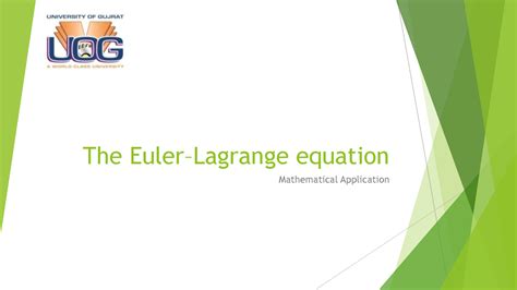 SOLUTION: Euler lagrange equation mathematics - Studypool