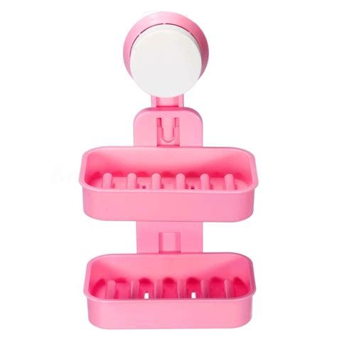 Ergode Double Layer Soap Box Suction Cup Holder Rack Bathroom Shower ...